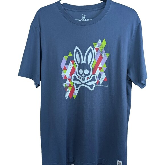 Psycho Bunny “Made for Mischief” Graphic Tee Blue Men’s Large 100% Pima Cotton - Picture 1 of 9
